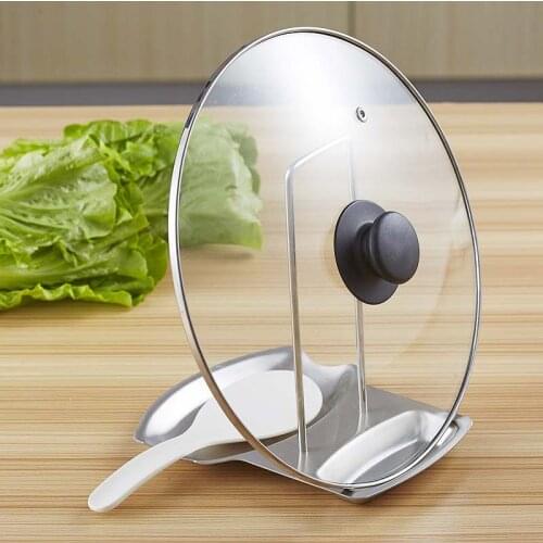 Stainless Steel Pan Pot Cover Lid Rack Stand Spoon Holder Stove Organizer Storage Rests Kitchen Accessories Tool FBE3