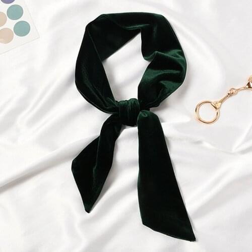 Luxury Solid Spring Women Scarf Headband Long Skinny Velvet Neck Wraps Bandanas Foulard Femme Hair Ribbon Neckerchief Ties Sjaal