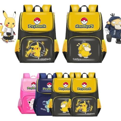 2021 Pokemon Pikachu Psyduck Anime Cartoon New School Bags Girls Boys Backpacks Big Capacity Waterproof Child Book Bag Primary