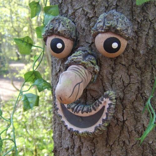 Luminous Old Man Tree Hugger Bark Ghost Face Facial Features Decoration Tree Face Decor For Outdoor Funny Yard Art Garden Decor
