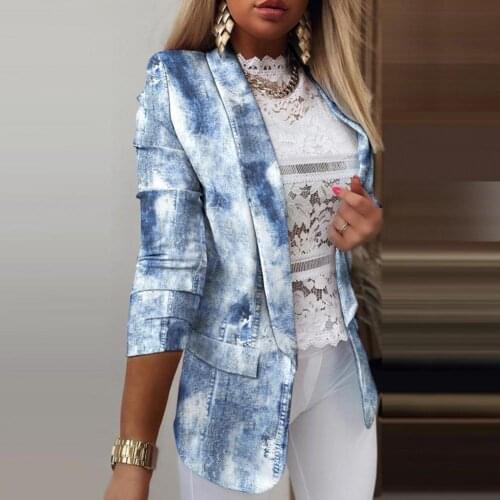 2021 New Fashionable Formal Office Long Sleeve Coat Cardigan Striped Printed Blazers Cardigan Lady Suits for Work Commute