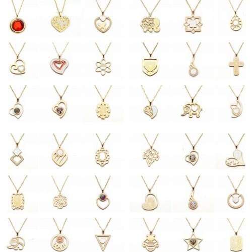 Wholesale Geometric Round Crystal Pendant Necklace Womens Stainless Steel Flowers Star Choker Necklaces Jewelry 2021 New