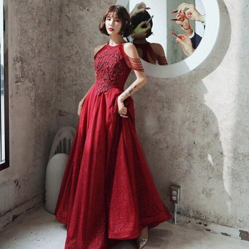 Evening Dress Skirt Women 2020 New Temperament Burgundy Toast Dress Bride Dress Daily Wear Spring And Autumn