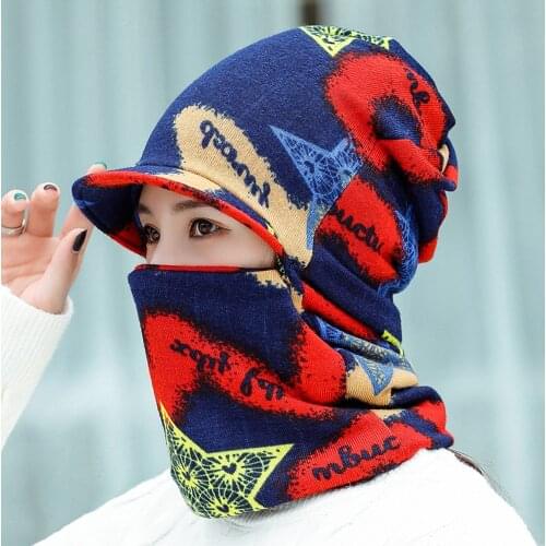 Winter Warm Face Mask Cold Weather Face Cover Hats for Women skiing cycling snowboarding Winter Warm Hats Scarf Set
