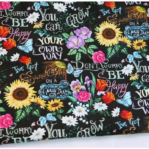 100cm*110cm Vintage Cotton Fabric Dress Shirt Craft Handmade Textile Poplin Flowers