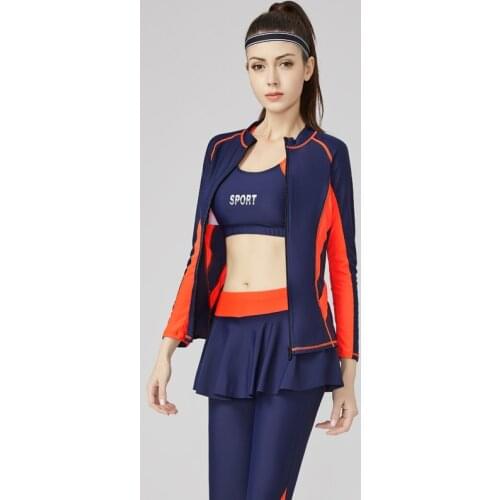 20 Sport Bikini Swimsuit with Long Sleeves One Pieces Swimwear Women Surfing Snorkeling Patchwork Bathing Suit 3 in 1 Beach Wear