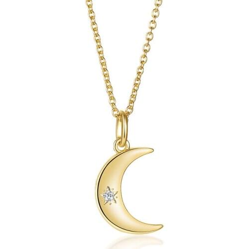 2021 Copper Material Inlaid With A Single Zircon Moon Korean Version Of the Trendy Girl Heart Pendant Special Necklac For Women