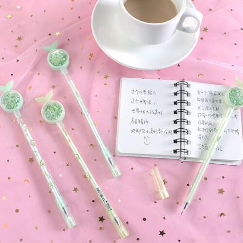 24 PCs Korean Girls Heart Fishtail Sequin Gel Pens Set Avocado Student Exam Signature Pen School Supplies Office Stationery