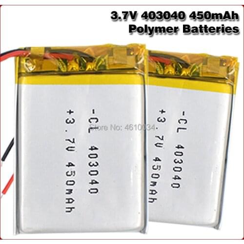 3.7V lithium polymer battery 043040 403040 450mAh MP3 MP4 GPS Bluetooth lithium battery small stereo bluetooth GPS