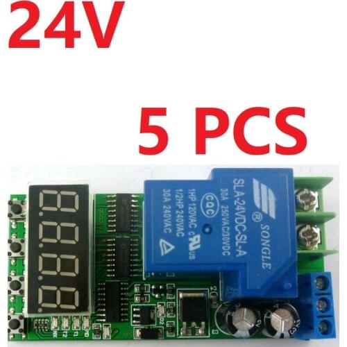5 PCS 5*IO23C01_24V DC 24V 30A Multifunction Timer Delay Relay Module High Power On/Off Adjustable for PLC Motor LED Pump