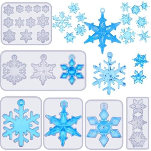 6 Pieces Snowflake Resin Molds DIY Silicone Casting Soap Mold Epoxy Resin Mould For DIY Crafts Necklace Earrings-ABUX