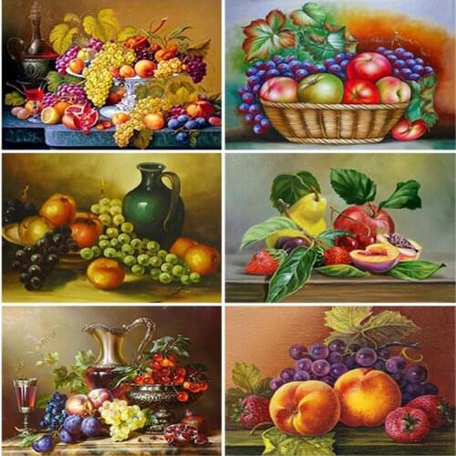 DIY Fruit 5d Diamond Painting Full Square Drill Flowers Diamond Embroidery Picture Diamond Mosaic Kitchen Decor Wall Art Gift