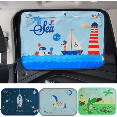 Car Windshield Sun Shade Curtains Cute Cartoon Car Styling Rear Side Window Sucker Sunshade Protect Window Curtains 70cm*50cm