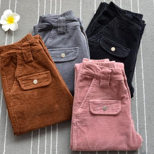 Spring autumn Fashion casual High waist pants Woman corduroy pants Woman trousers Harem pants stretch Slim large size 27-32