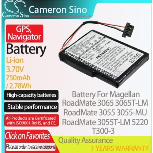 CameronSino Battery for Magellan RoadMate 3065 3065T-LM 3055 3055-MU 3055T-LM 5220-LM fits Magellan T300-3 GPS,Navigator battery