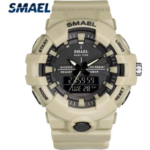 SMAEL Men Sport Quartz Watch Analog Digital LED Outdoor Waterproof Military Watches Chronograph Wristwatches clock
