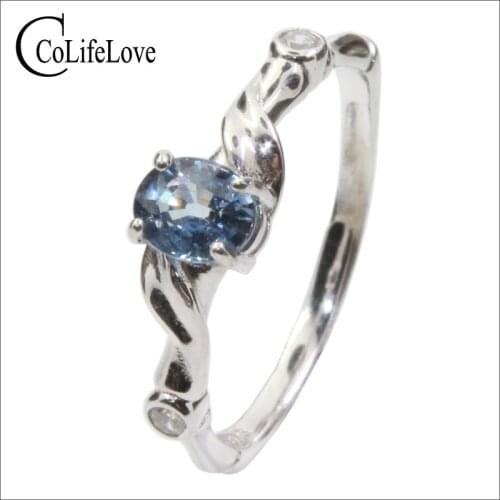 CoLife Jewelry Fashion 925 Silver Sapphire Ring 100% Natural Light Blue Sapphire Silver Ring Sterling Silver Sapphire Jewelry