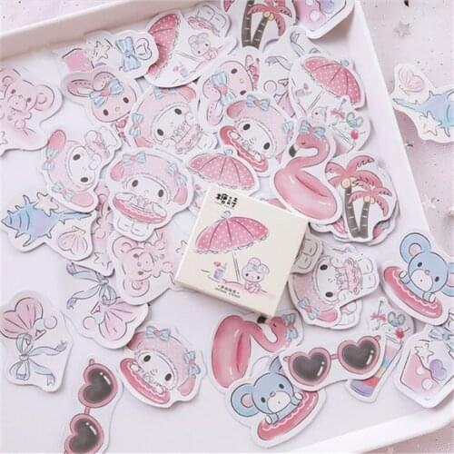 Melody Seaside Holiday Bullet Journal Decorative Washi Stickers Scrapbooking Stick Label Diary Stationery Album Stickers