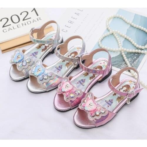 Disney Cartoon Children Frozen Aisha Princess Girls Non-slip Soft Bottom Crystal Sandals Party Show Shoes