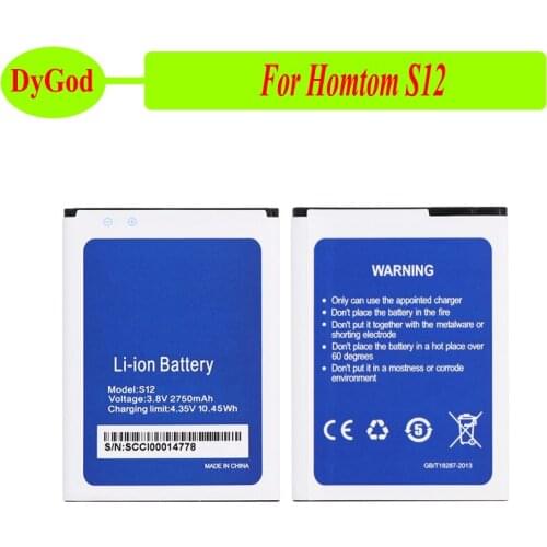 DyGod 2750mAh for Homtom S12 Battery Replacement Batteries Bateria For Homtom S12 Smart Phone