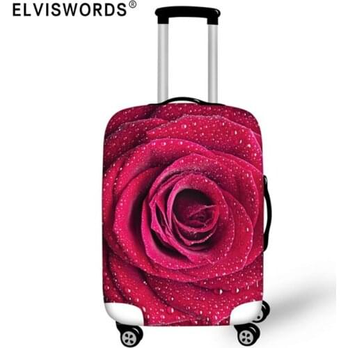 ELVISWORDS Elastic Luggage Protective Covers For 18-32 Inch Trolley Case Flower Rose Print Thick Dust Proof Suitcase Rain Cover
