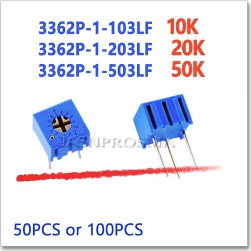 JASNPROSMA 3362P 50PCS 100PCS 10K 20K 50K 103 203 503 Precision Adjustable
