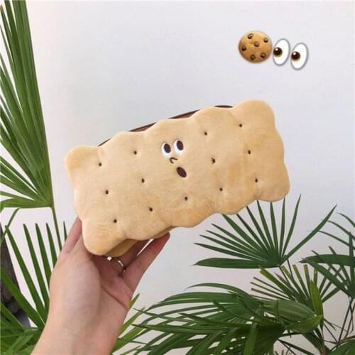 Creative Plush Biscuit Pencil Bag Cute Pen Case Makeup Pouch Girls Gift Stationery Office School Supply