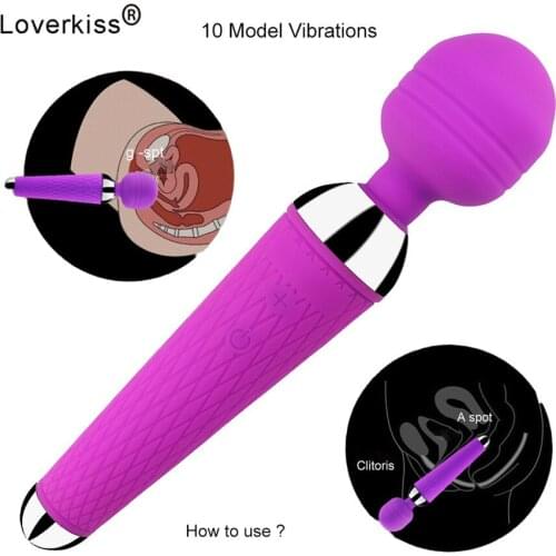 Loverkiss 10 Vibrations AV Magic Wand Vibrator Wand Massage Oral Clit Vibrator Recharge Erotic Toy Sextoys Adults for Woman