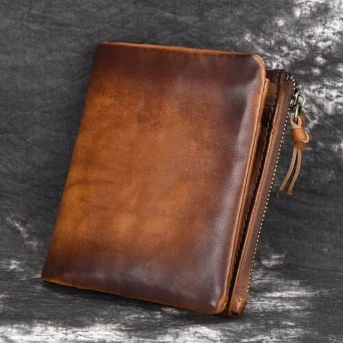 Men Bifold Zipper Wallets Clutch Bag Coin Pocket Cash Credit Card Holder Money Bags Male Brands Cowhide Small Purse