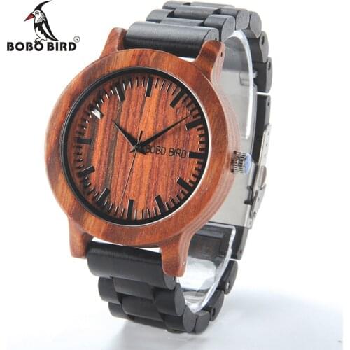 BOBO BIRD V-M05 Watches Mens New Arrival Top Brand luxury Two Colors Combination All Wood Quartz Wristwatch
