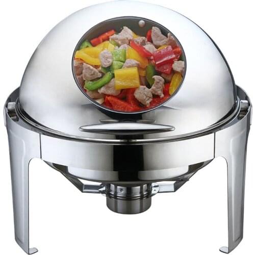 Stainless steel 6L Round buffet stove Flip insulation oven Visual transparent meal stove KTV hotel buffet insulation furnace