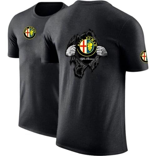 New New Mens Alfa Romeo Summer Brand Cotton T-shirt Short-sleeve Mans Short Sleeve Men T-shirts For Male Custom Tops