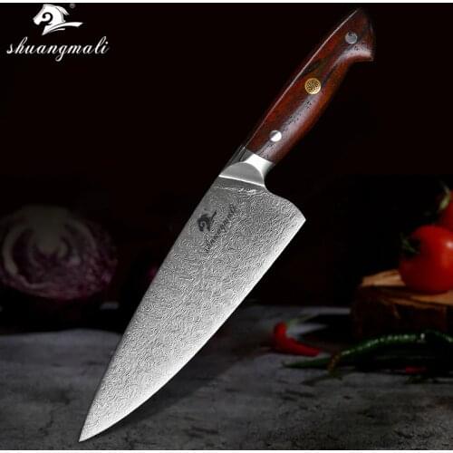 8 Inch Utility Chef Knife Forged Damascus Steel Cleaver Kitchen Knives Cooking Slicing Cutting Meat Chef Knife With Gift Box