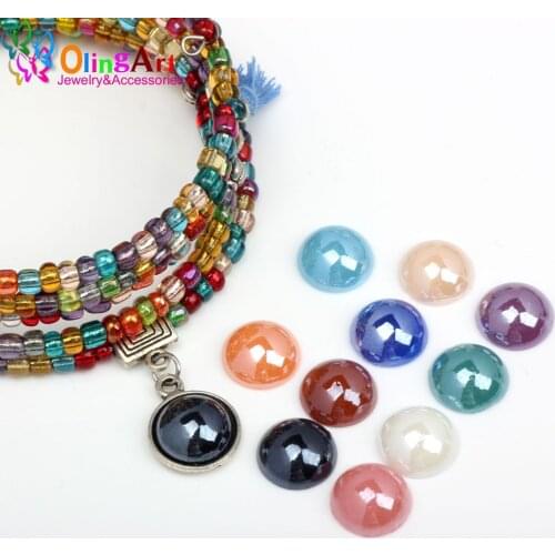 Olingart 24pcs 12MM mixed Ceramic interface Fashion Hemisphere Interface DIY charm snap bracelet jewelry Findings Accessories