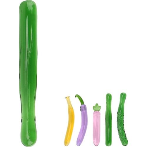 OLO Artificial penis Glass Beads Butt Plug Eggplant Dildos Banana Dildo Fruit Vegetable Anal Plug Erotic Sex Toys for Men Women