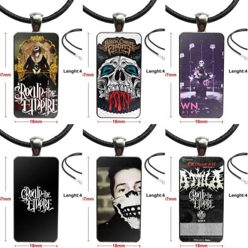 Omfg Crown The Empire Machines Fashion Glass Cabochon Pendant Rectangle Necklace Choker Necklace Jewelry For Women Kids