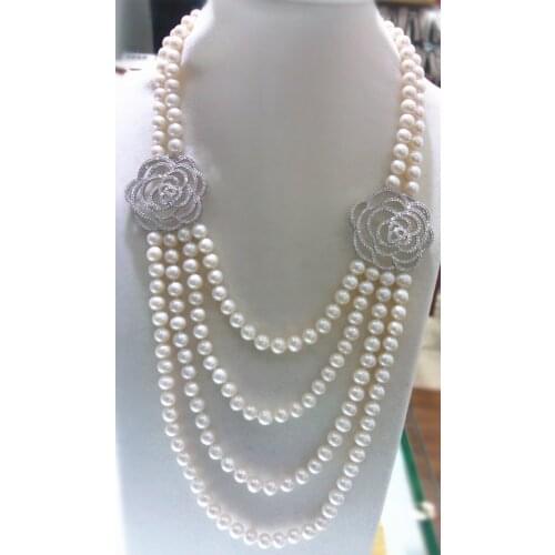 Wholesale high quality nice design natural AA 9-10mm white freshwater pearl necklace