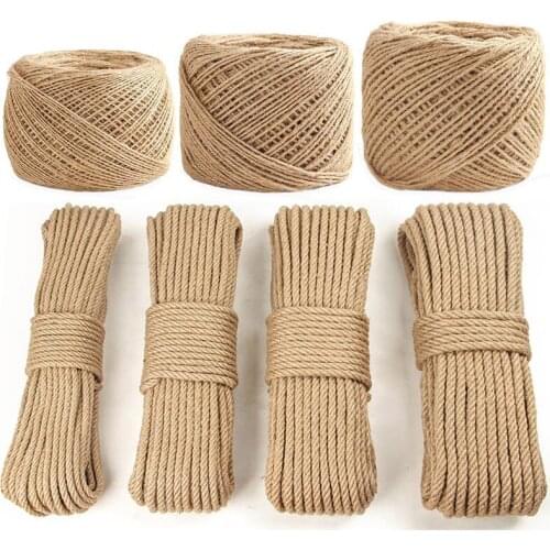 DIY Natural Fine hand woven hemp cable retro natural jute twine Cat climbing frame Burlap String tied rope Florists Craft Deco