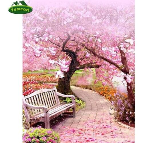 Full 5D Diy Daimond Painting Cherry Blossom Natural Landscape 3D Diamond Painting Square Rhinestones Diamant Painting Embroidery