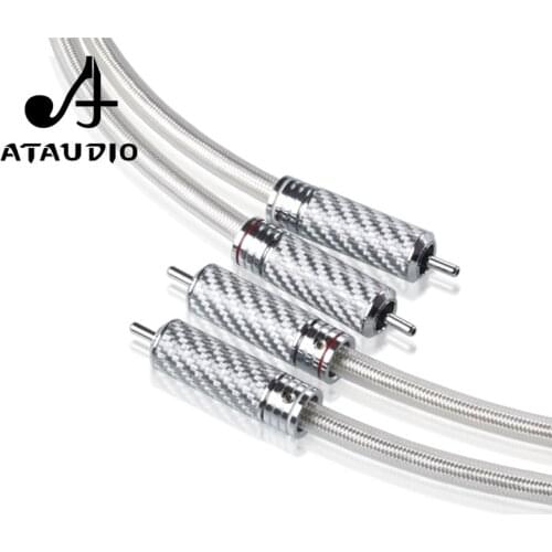 ATAUDIO QED Silver-plated Hifi RCA Cable Hi-end Signature 6N OFC 2RCA Interconnect Cable with Carbon fiber
