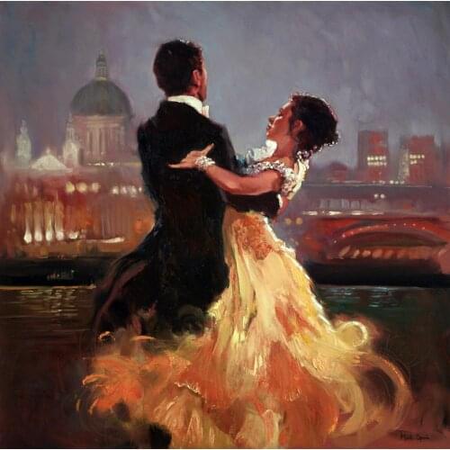 Hand painted figurative abstract art Couple Dancers in the city Beautiful woman oil paintings for Home decor