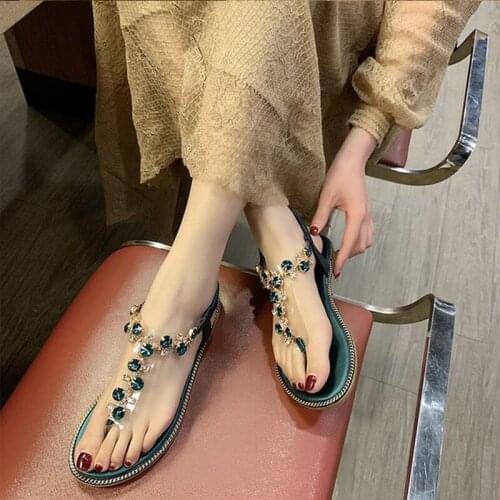 Women sandals flat shoes summer flip flops women shoes crystal 2021 fashion beach ladies sandal women sandalia feminina