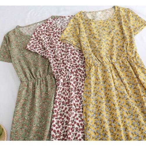 2020 Chiffon Floral Dress Summer Boho Vintage Party Sexy Quinceanera Dresses Casual Sweet Beach Clothing Pleated Clothes