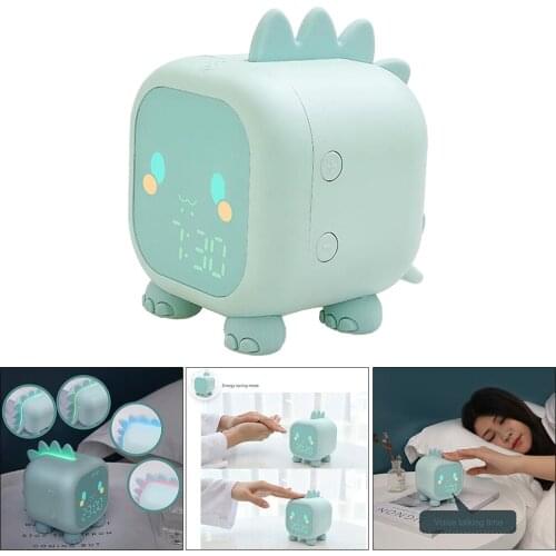 Led Cartoon Alarm Clock Voice Control Digital Voice Time, Heavy Desktop Decoration, with Temperature Display