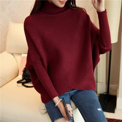 OHCLOTHING Female winter sweater loose turtleneck sweater 2019 irregular Korean female backing sweater coat thick