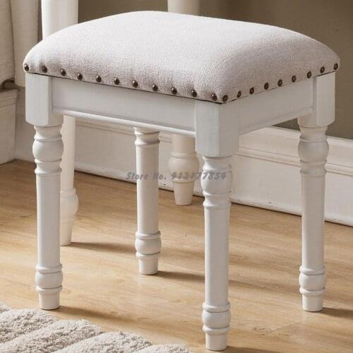 Dressing stool makeup stool American solid wood simple ins Nordic bedroom modern princess dressing table chair home net red