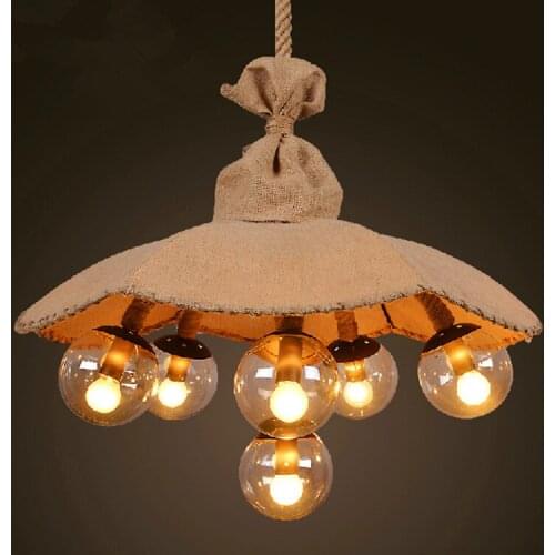 Vintage Pendant Lamp Pendant Light 6 Light E26 E27 Hemp Rope Retro Vintage Style Dinning Room Loft Light