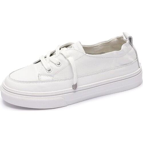 Summer Leather Casual White Shoes Female 2019 Wild Flat-bottom Shoes New Breathable Tide Shoes Summer Lazy White Sneakers Shoes