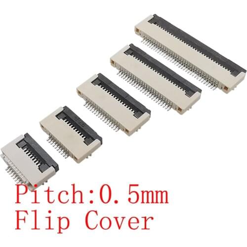 10Pcs/lot FPC FFC 0.5mm Pitch Socket Under Clamshell Flat Cable Connector 4P 6P 8P 10P 12P 14P 16P 18P 20P 24P 30P 32P 34P 40Pin