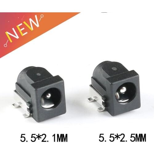 10Pcs SMD DC-005 DC-050 DC Power Jack Socket Connector DC005 5.5*2.1mm 5.5*2.5mm 2.1 / 2.5 socket Round the needle Black